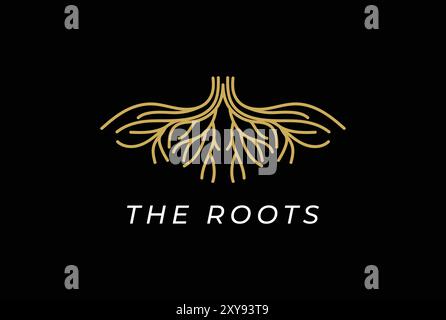 Simple Luxury Golden Roots for Family Tree Foundation Charity Logo Design Vector Illustrazione Vettoriale