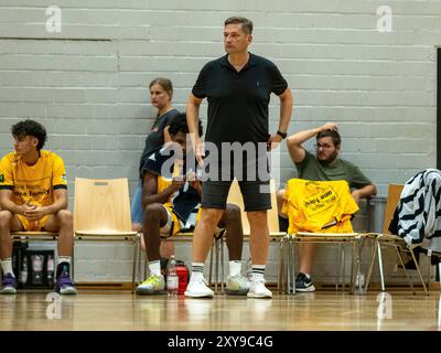 Ludwigsburg, Germania. 28 agosto 2024. Igor Perovic, GER, MHP Riesen Ludwigsburg vs. Kirchheim Knights, Basketball, Testspiel, Spielzeit 2024/2025, 28.08.2024, foto: Eibner-Pressefoto/Sascha Walther credito: dpa/Alamy Live News Foto Stock