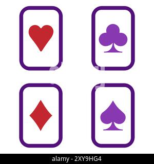 Rosso, nero, dorato abiti di carte da gioco motivo senza cuciture. Picche, croci, diamanti, cuori Illustrazione Vettoriale