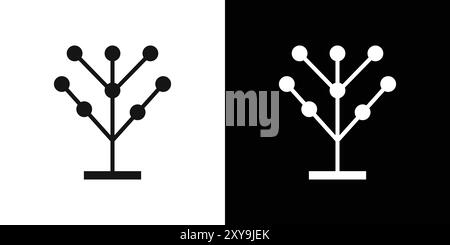 Logo icona albero filogenetico segno vettoriale contorno in bianco e nero Illustrazione Vettoriale