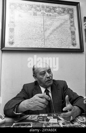 José Espejo, leader dell'unione peronista argentina, durante un'intervista a Buenos Aires, 27 aprile 1974. Foto Stock