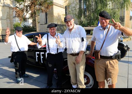 Bordeaux, Francia. 28 agosto 2024. Seconda guerra mondiale e occupazione nazista: Commemorazione del 80° anniversario della liberazione di Bordeaux da parte della resistenza Foto Stock