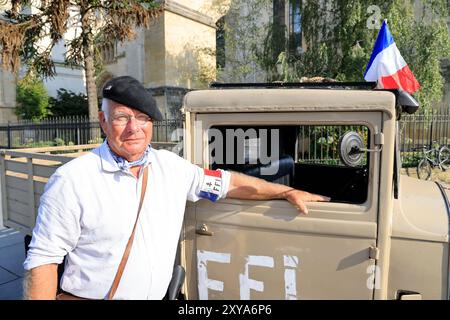 Bordeaux, Francia. 28 agosto 2024. Seconda guerra mondiale e occupazione nazista: Commemorazione del 80° anniversario della liberazione di Bordeaux da parte della resistenza Foto Stock