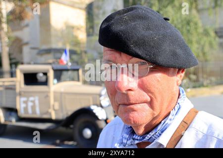 Bordeaux, Francia. 28 agosto 2024. Seconda guerra mondiale e occupazione nazista: Commemorazione del 80° anniversario della liberazione di Bordeaux da parte della resistenza Foto Stock