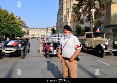 Bordeaux, Francia. 28 agosto 2024. Seconda guerra mondiale e occupazione nazista: Commemorazione del 80° anniversario della liberazione di Bordeaux da parte della resistenza Foto Stock