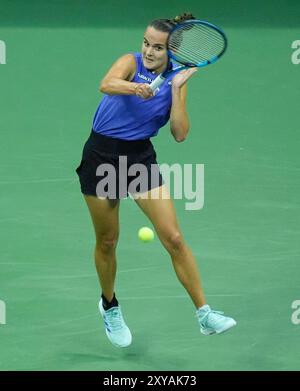 26 agosto 2024: Clara Burel (fra) ha battuto in finale Sloane Stephens (USA) 0-6, 7-5, 7-5 agli US Open giocando al Billie Jean King National Tennis Center di Flushing, Queens, NY. © Grace Schultz/CSM Foto Stock