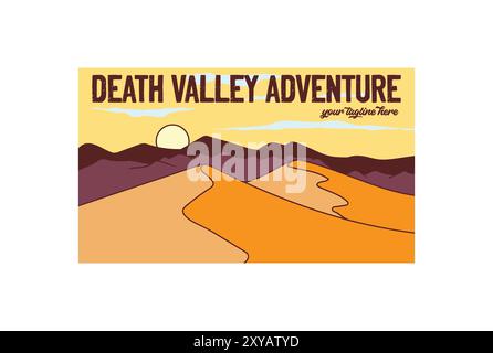 Vintage retro American Dead Valley Desert National Park per l'illustrazione del logo della maglietta avventura all'aperto Illustrazione Vettoriale