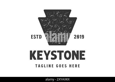 Design vintage Rustic retro con logo Keystone Brick Illustrazione Vettoriale