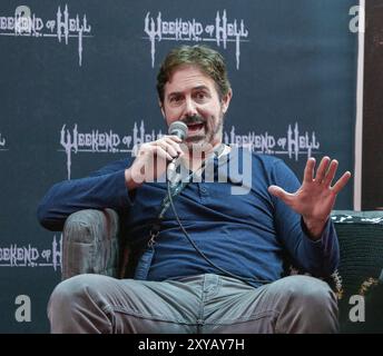 Duesseldorf-NEUSS, GERMANIA, 2 novembre 2019: Zach Galligan (*1964, attore americano Gremlins) parla delle sue esperienze nel settore cinematografico presso WE Foto Stock