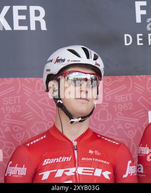 ESCHBORN, GERMANIA, 1 MAGGIO 2018: Gregory Daniel (Trek-Segafredo) alla gara ciclistica Eschborn-Francoforte Foto Stock