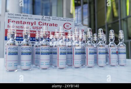 fentanil per il rendering 3d del concetto di farmaco o medicina Foto Stock
