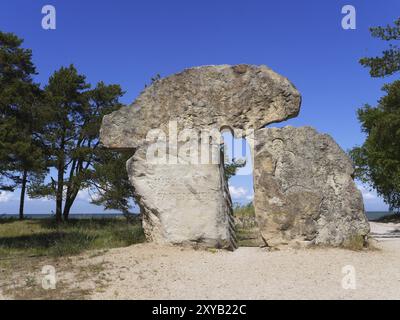 Da Wikipedia: Cape Kolka (Domesnes, Kolkas Rrags) è il punto più settentrionale della penisola della Curlandia. Questo è il confine tra il Mar Baltico e. Foto Stock