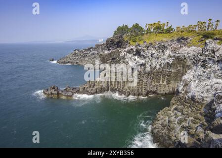 Daepo Jusangjeolli Cliff, Isola di Jeju, Corea del Sud, Asia Foto Stock