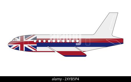 La bandiera delle Hawaii dipinta sulla silhouette di un aereo. illustrazione lucida Foto Stock
