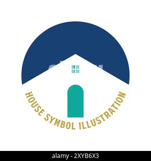 Icona del tetto Circle House Home per l'illustrazione del simbolo dell'appartamento immobiliare Illustrazione Vettoriale