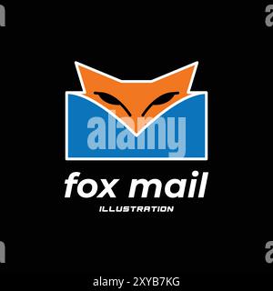 Illustrazione vettoriale dell'icona Simple Geometric Fox Wolf Dog mail Illustrazione Vettoriale