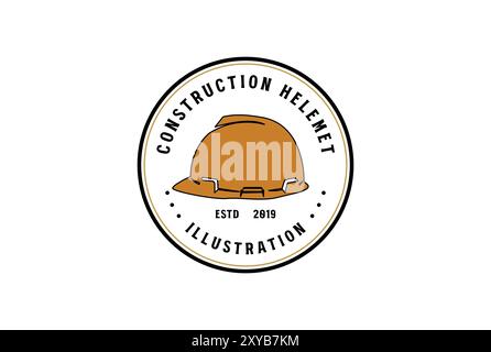 Etichetta con stemma vintage retro Builder per il vettore Construction Illustration Illustrazione Vettoriale