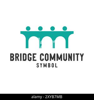 Bridge People Human Family Together for Unity Symbol Icon Vector Illustration Illustrazione Vettoriale