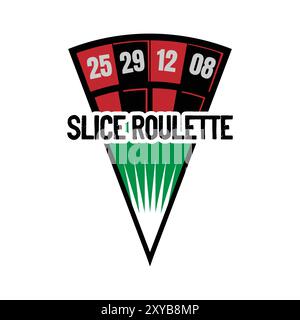 Casinò vintage retro Roulette con Slice Pizza Shape Illustration Vector Illustrazione Vettoriale