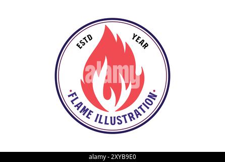 Etichetta vintage retro Burn Fire Flame Badge Emblem Illustration Design Vector Illustrazione Vettoriale