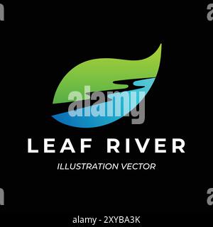 Fresh Green Leaf River Creek Flow o Winding Road Illustration Vector Illustrazione Vettoriale