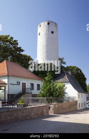 Museo della città e Museo in scala Oschatz con anicente Torre della città Museo della città e Museo della Scala Oschatz con anicente Torre della città, Sassonia, Germania, Europa Foto Stock