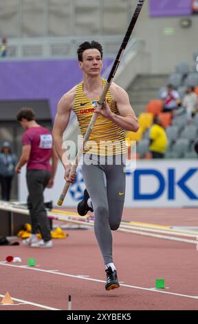 Joshua STALLBAUM (TSV Schmiden), GERMANIA, Pole Vault Men PER, Leichtathletik, Athletics, U20 World Athletics Championships Lima 24, U20 Leichtathletik Weltmeisterschaften, 28.08.2024, foto: Eibner-Pressefoto/Jan Papenfuss Foto Stock