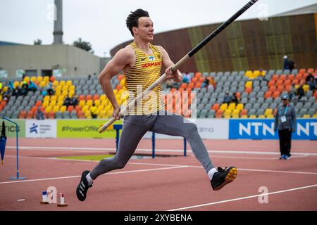 Joshua STALLBAUM (TSV Schmiden), GERMANIA, Pole Vault Men PER, Leichtathletik, Athletics, U20 World Athletics Championships Lima 24, U20 Leichtathletik Weltmeisterschaften, 28.08.2024, foto: Eibner-Pressefoto/Jan Papenfuss Foto Stock