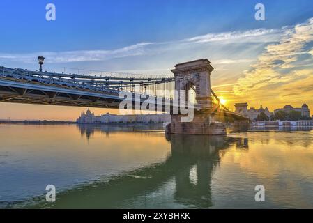 Ponte delle catene di Budapest, Ungheria, Europa Foto Stock
