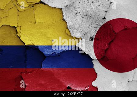 Bandiere della Colombia e del Giappone Foto Stock