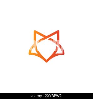 Vettore logo Fox Line. Icona testa di volpe Illustrazione Vettoriale