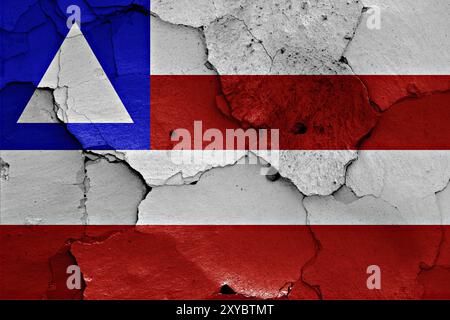 Bandiera di Bahia dipinta su un muro incrinato Foto Stock