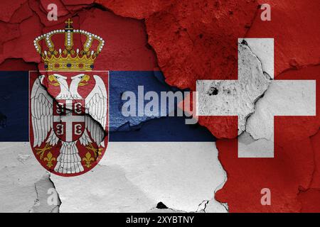 Bandiere di Serbia e Svizzera Foto Stock