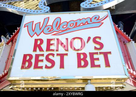 Firma con la pubblicità "Best Bet" di Reno al Club Cal Neva, un casinò d'epoca a Reno, Nevada, Stati Uniti, nel marzo 2017. Foto Stock