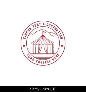 Vintage retro Cirque Circus Tent Badge Label Emblem Sticker con logo Design Vector Illustrazione Vettoriale