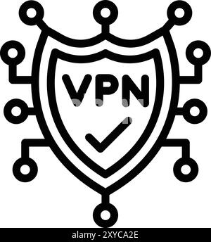 Illustrazione della progettazione dell'icona del vettore VPN Illustrazione Vettoriale