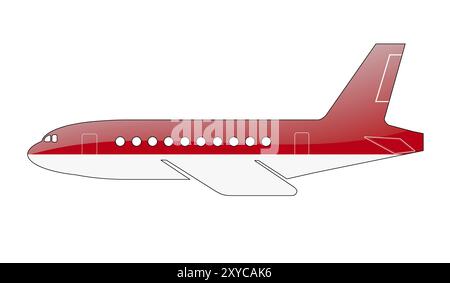 La bandiera indonesiana dipinta sulla silhouette di un aereo. illustrazione lucida Foto Stock