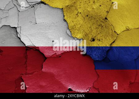 Bandiere della Polonia e della Colombia Foto Stock