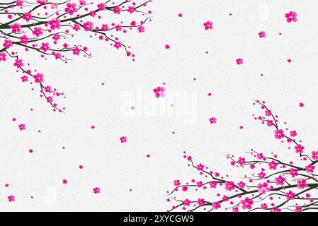 Sfondo prugna rosa in fiore Branch Illustrazione Vettoriale