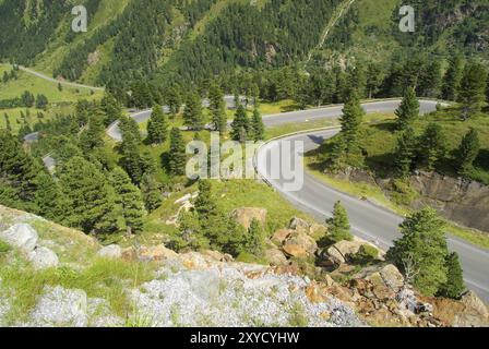 Kaunertal Gletscherstrasse, strada del ghiacciaio della valle del Kauner Foto Stock