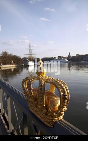 Skeppsholmsbron mit af Chapman, Stoccolma, Svezia, Europa Foto Stock