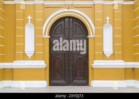 Ingresso della chiesa Iglesia la Ermita nel distretto di Barranco a Lima, Perù, Sud America Foto Stock