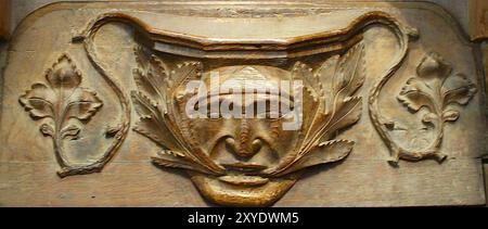 St Davids Cathedral, Pembrokeshire National Park, Wales, Cymru, Regno Unito, Regno Unito - The Green Man Foto Stock