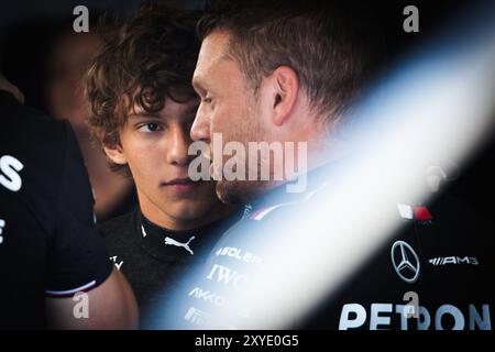 Monza, Italia, 29/04/2024, Monza, Italia. 29 agosto 2024. Andrea Kimi Antonelli (ITA) Mercedes AMG F1 Junior driver. 29.08.2024. Campionato del mondo di formula 1, Rd 16, Gran Premio d'Italia, Monza, Italia, giornata di preparazione. Il credito fotografico dovrebbe essere: XPB/Alamy Live News. Foto Stock