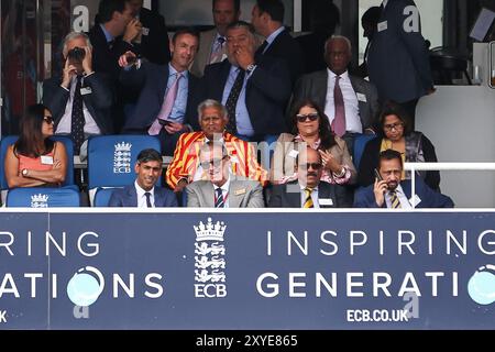 L'ex primo ministro Rishi Sunak durante l'Inghilterra uomini contro Sri Lanka 2° Rothesay test Match Day 1 a Lords, Londra, Regno Unito, 29 agosto 2024 (foto di Mark Cosgrove/News Images) Foto Stock