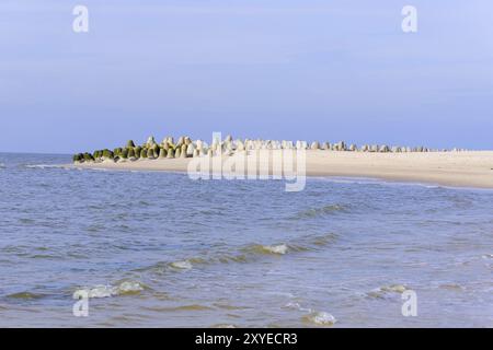 Tetrapodi sulla spiaggia di Hoernum, Sylt Island Foto Stock