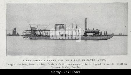 PIROSCAFO A RUOTE STERN PER IL GOVERNO RUSSO DALL'ARTICOLO LA CRESCENTE DOMANDA DI PIROSCAFI LIGHTDRAFT. Di Waldon Fawcett della rivista Engineering dedicata al progresso industriale volume XIX 1900 The Engineering Magazine Co Foto Stock