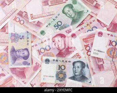 Carta di Yuan cinese, banconote, renminbi Foto Stock