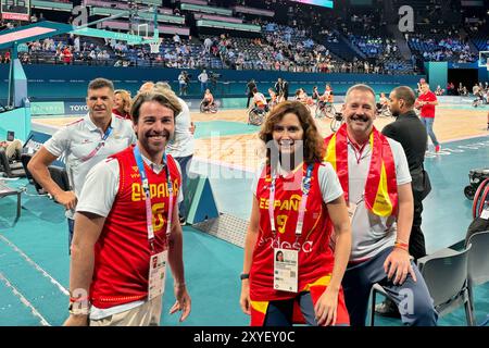 Parigi, Spagna. 29 agosto 2024. Il presidente della Comunità di Madrid Isabel Diaz Ayuso il primo giorno dei Giochi Paralimpici a Parigi 29 agosto 2024 credito: CORDON PRESS/Alamy Live News Foto Stock