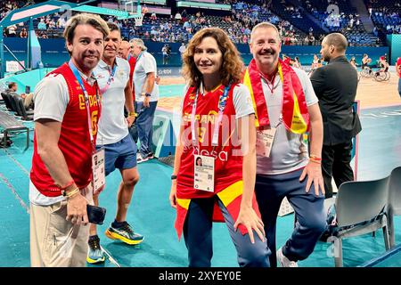 Parigi, Spagna. 29 agosto 2024. Il presidente della Comunità di Madrid Isabel Diaz Ayuso il primo giorno dei Giochi Paralimpici a Parigi 29 agosto 2024 credito: CORDON PRESS/Alamy Live News Foto Stock